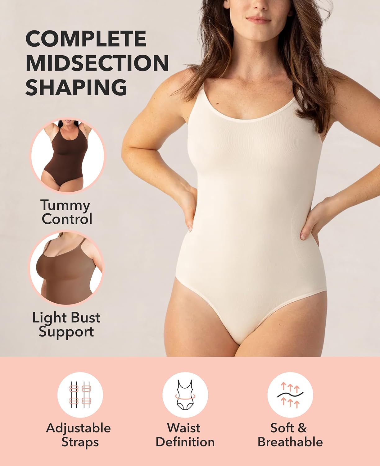 SHAPERMINT Seamless Tummy Control Thong Bodysuit — image 2