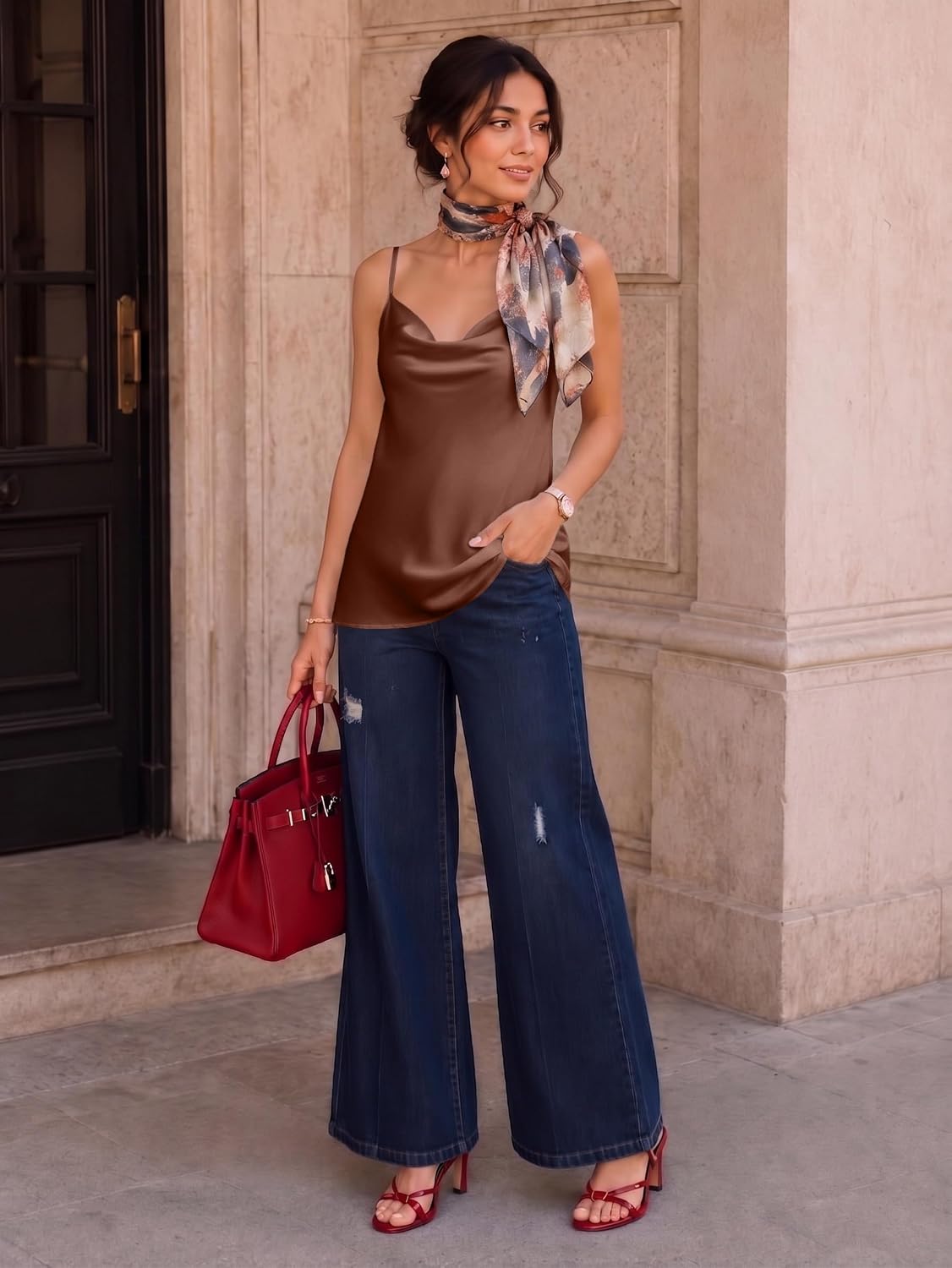 Zeagoo Cowl Neck Satin Cami Top — image 4