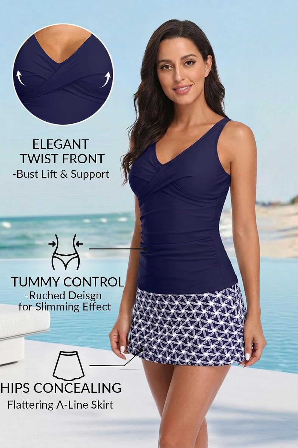Talisea Tummy Control Twist Tankini with Skirt — image 4