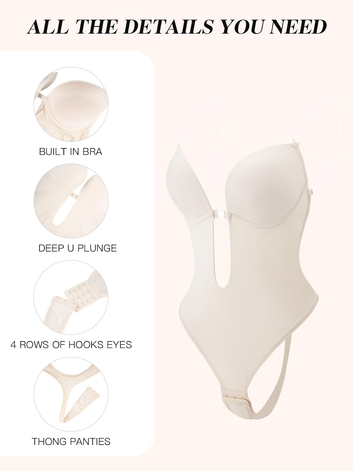 Slimers Backless Plunge Shapewear Bodysuit — image 3