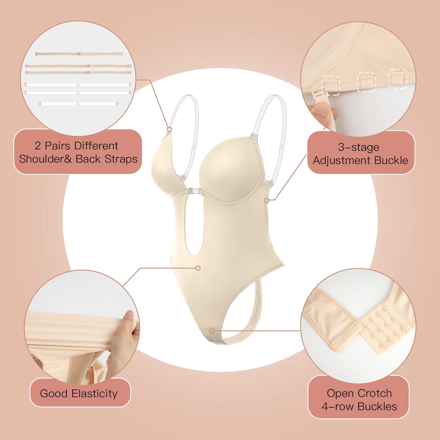 Slimers Backless Plunge Shapewear Bodysuit — image 4