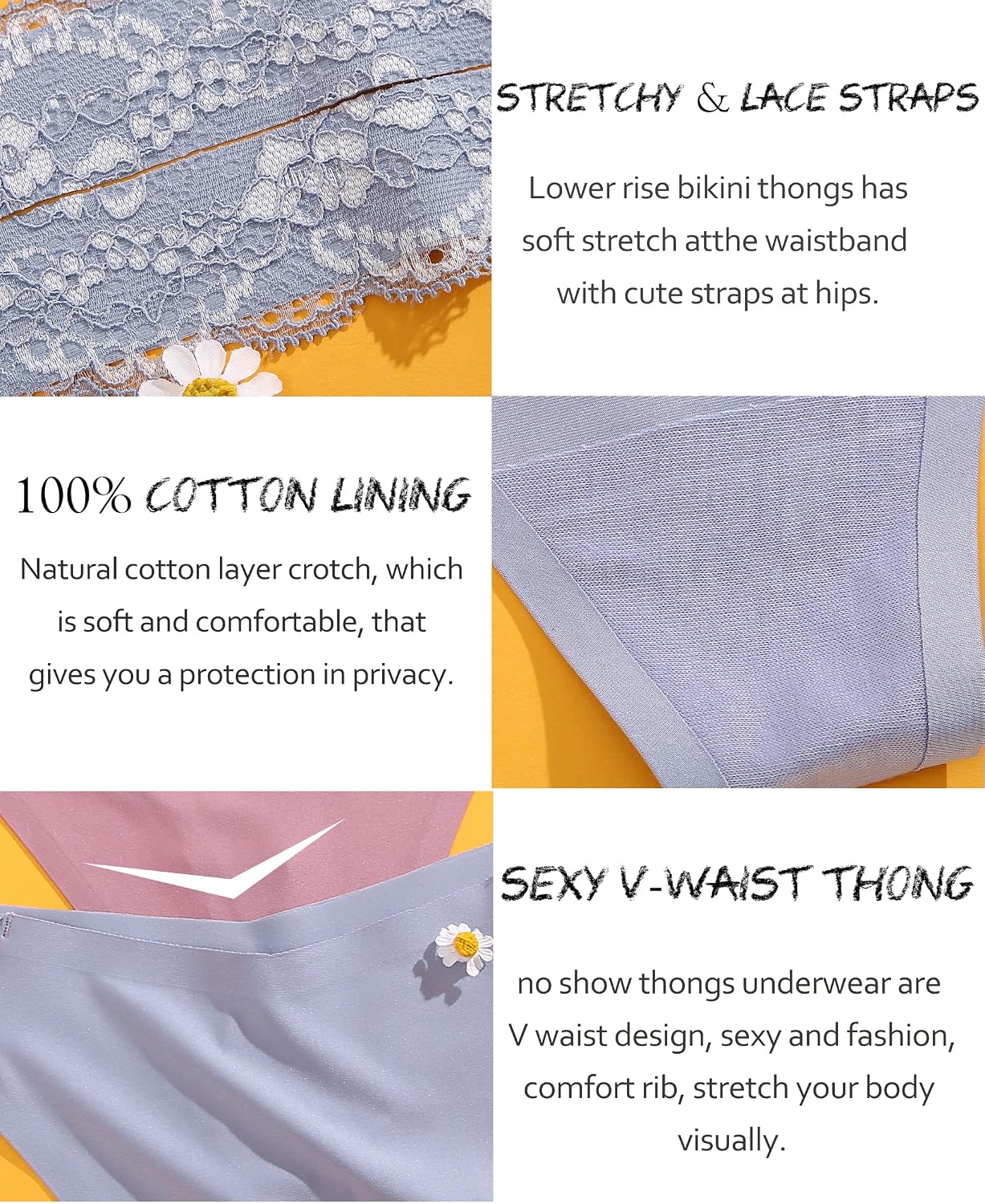 FINETOO Seamless Thongs for Women 6-Pack — image 4