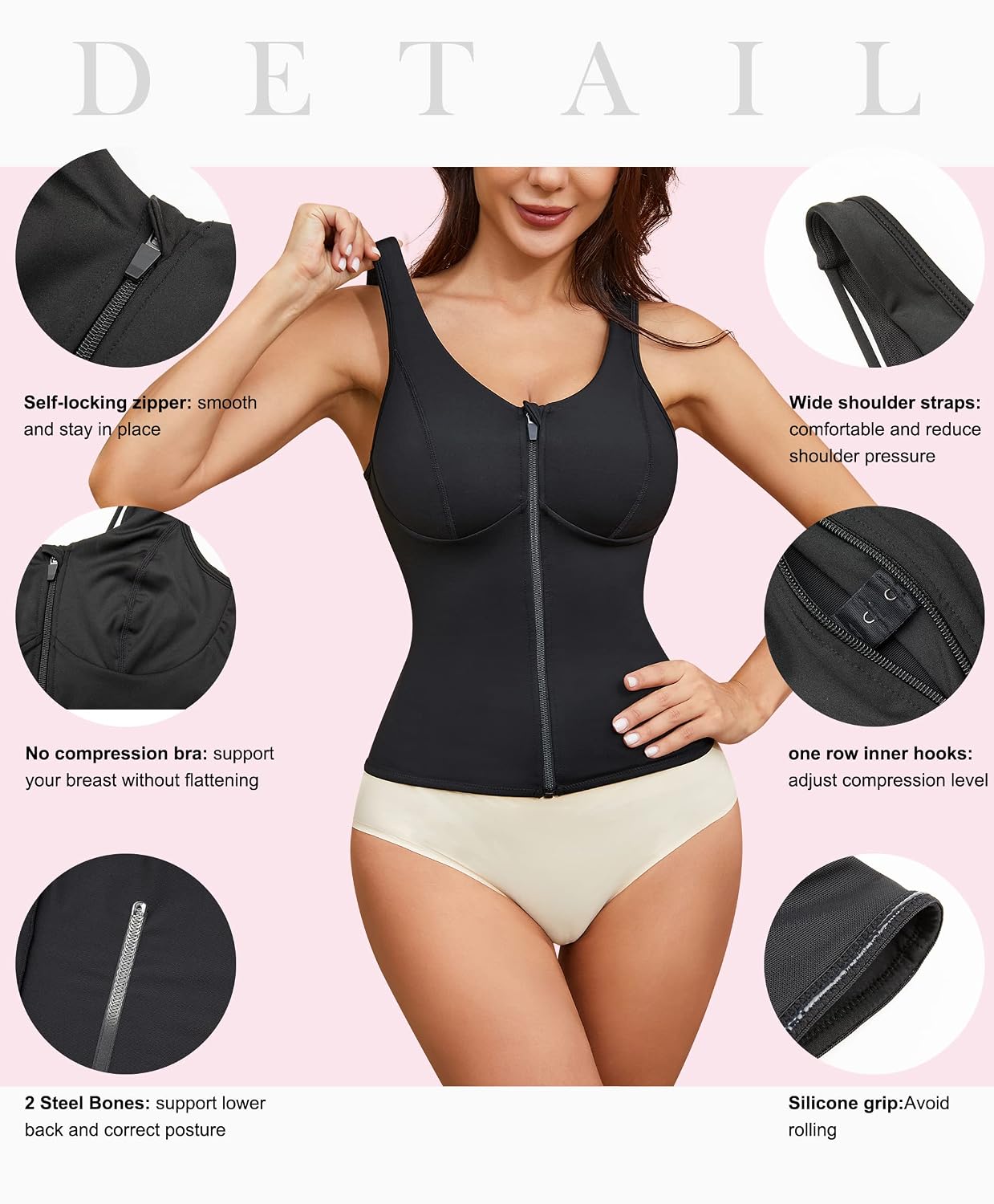 Gotoly Women's Compression Tank Top with Zipper — image 4