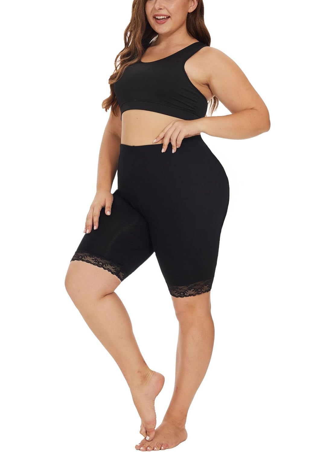 WIPLORE Plus Size Modal Lace Shorts for Women — image 3