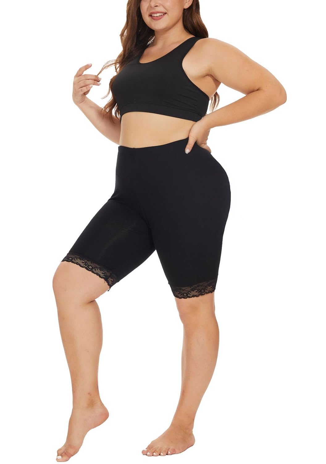 WIPLORE Plus Size Modal Lace Shorts for Women — image 6