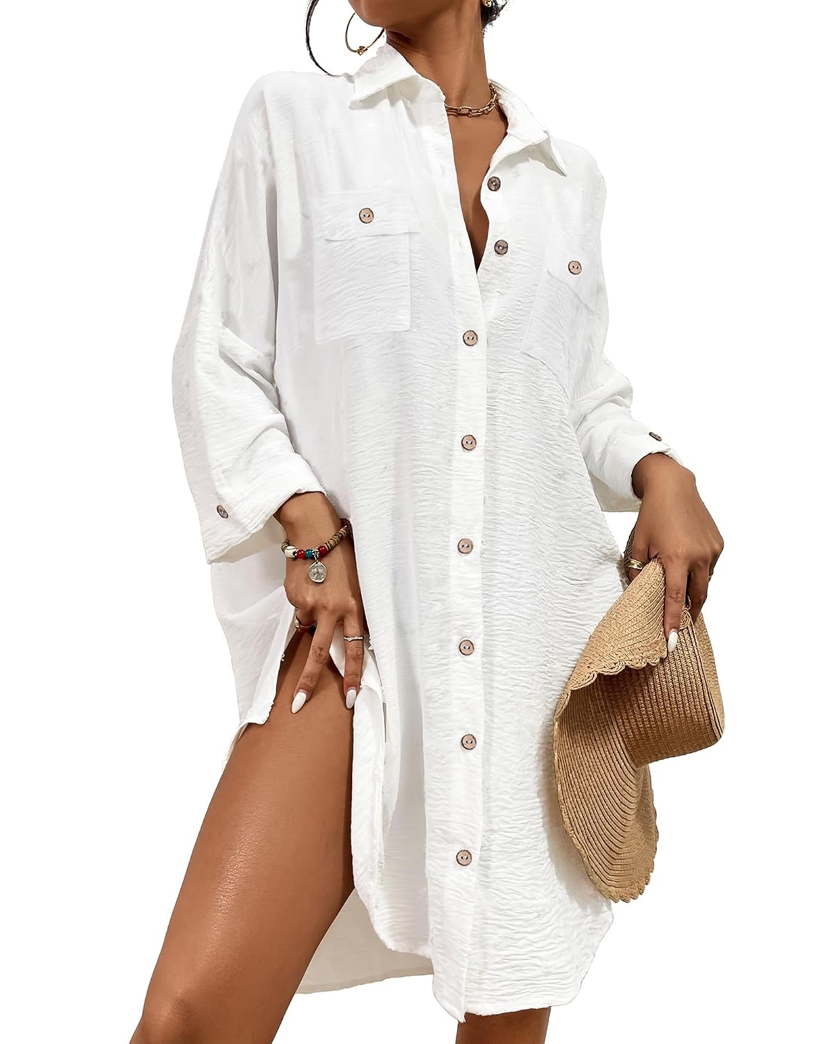 Bsubseach Women's Button Down Swimsuit Cover Up