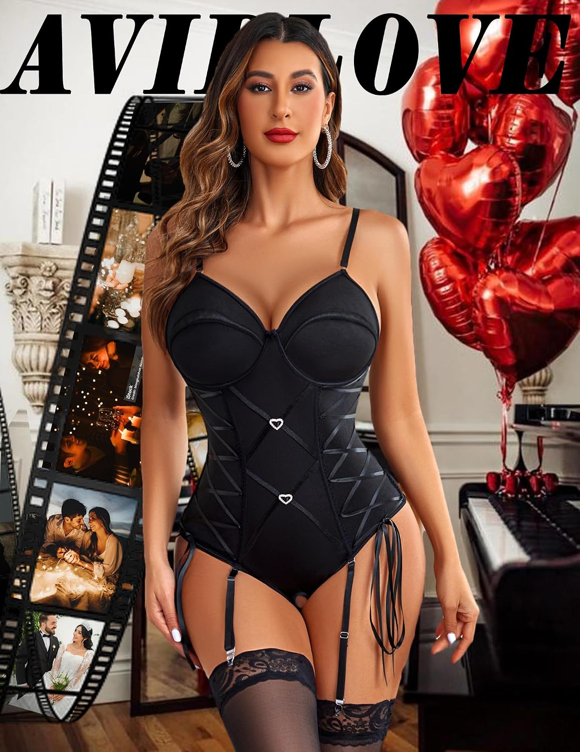 Avidlove Sexy Corset Garter Teddy Bodysuit Set — image 2