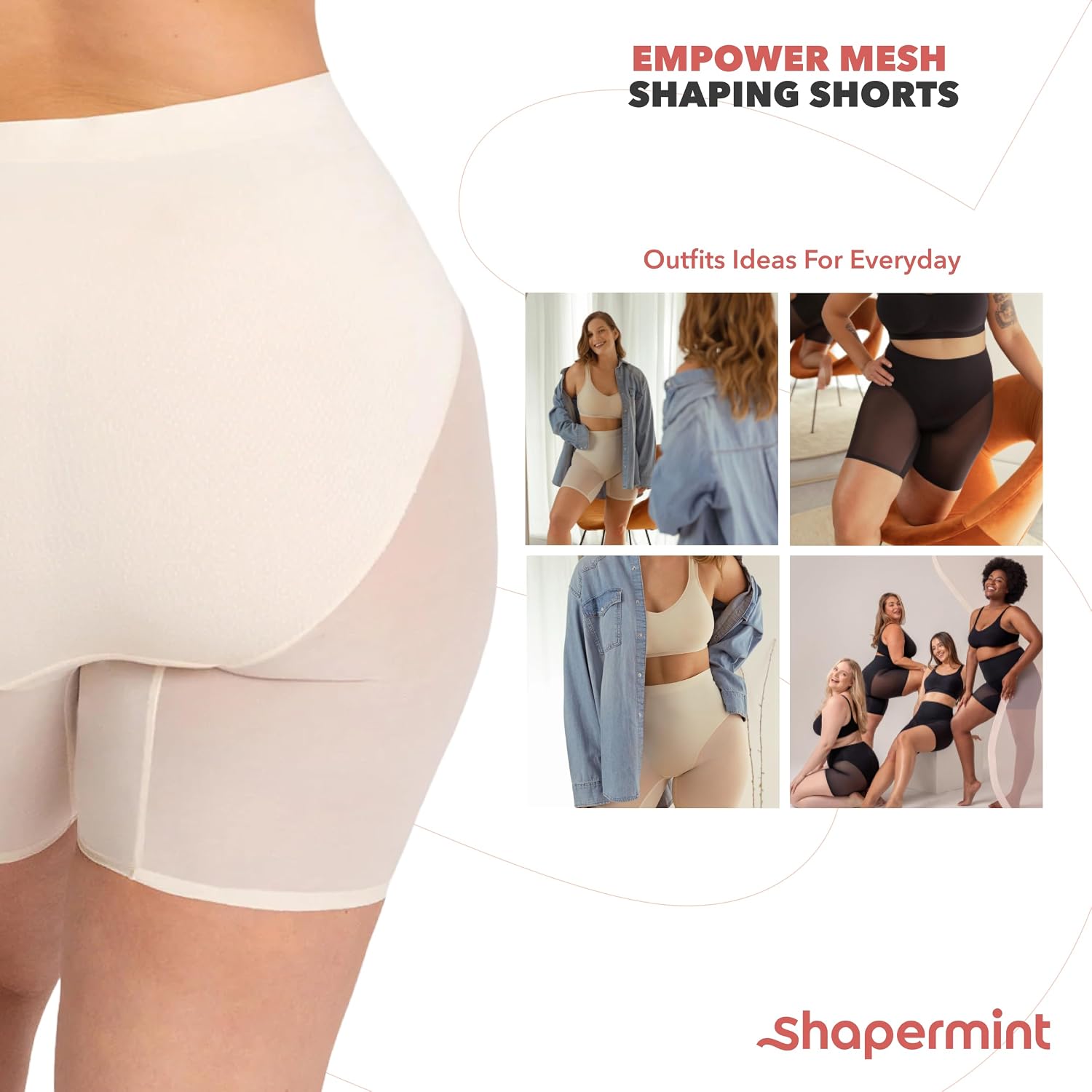 SHAPERMINT High Waisted Mesh Compression Shorts — image 4