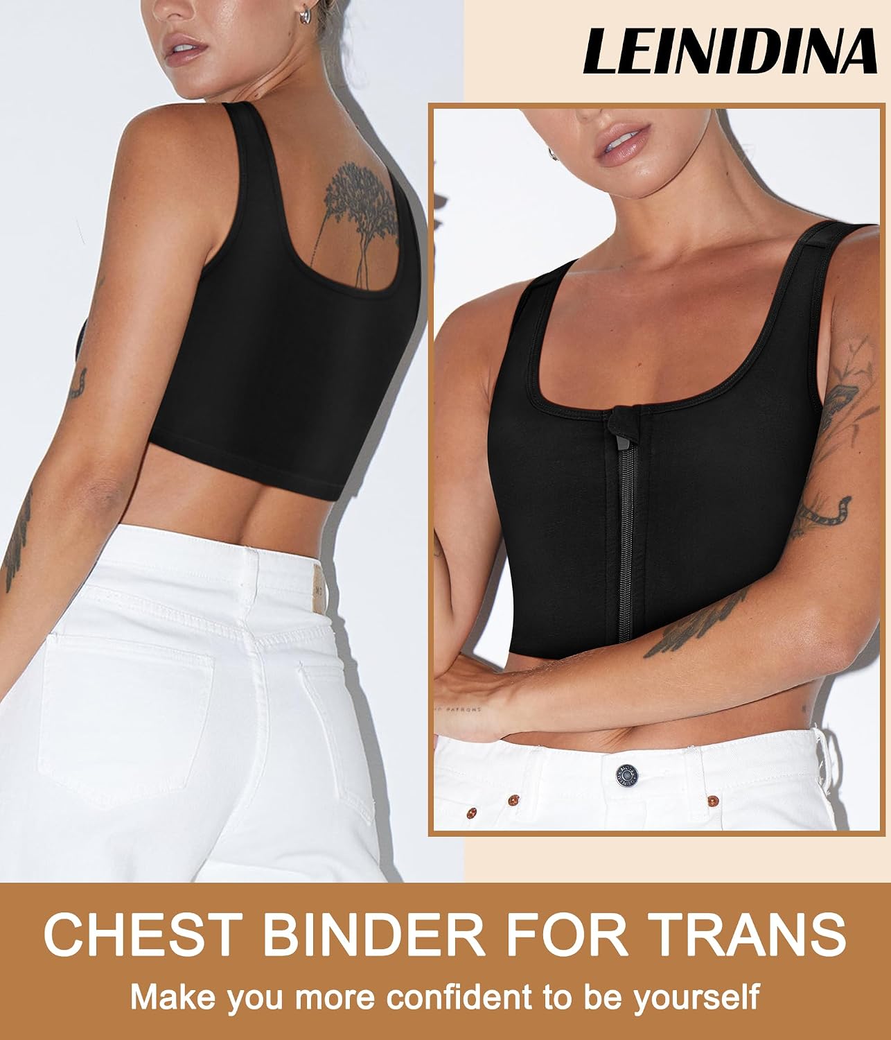 LEINIDINA FTM Chest Binder with Front Zipper — image 2