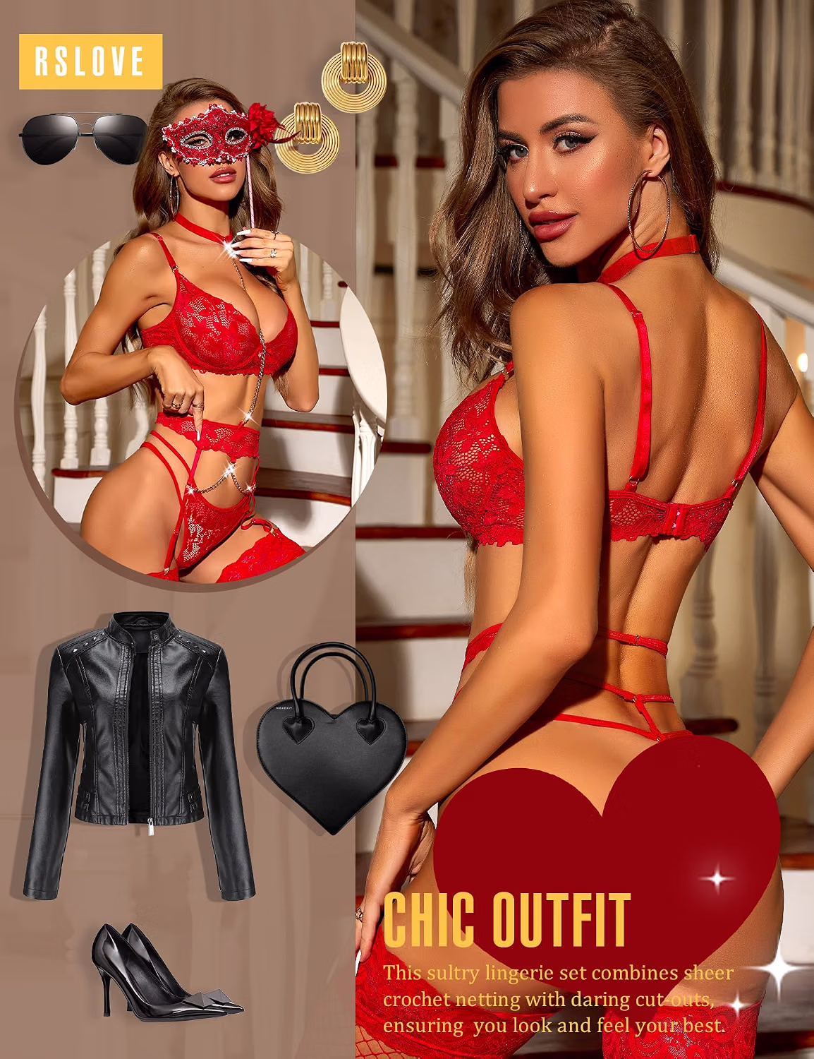 RSLOVE Lace High Waist 3-Piece Lingerie Set — image 5