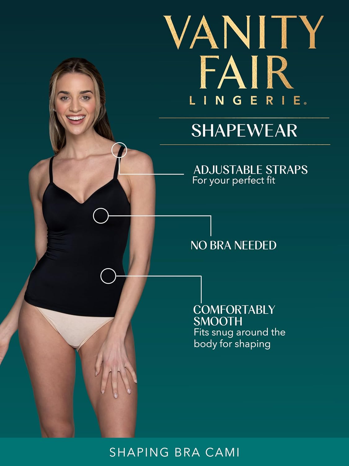 Vanity Fair Women's Shaping Cami with Built-In Bra — image 4