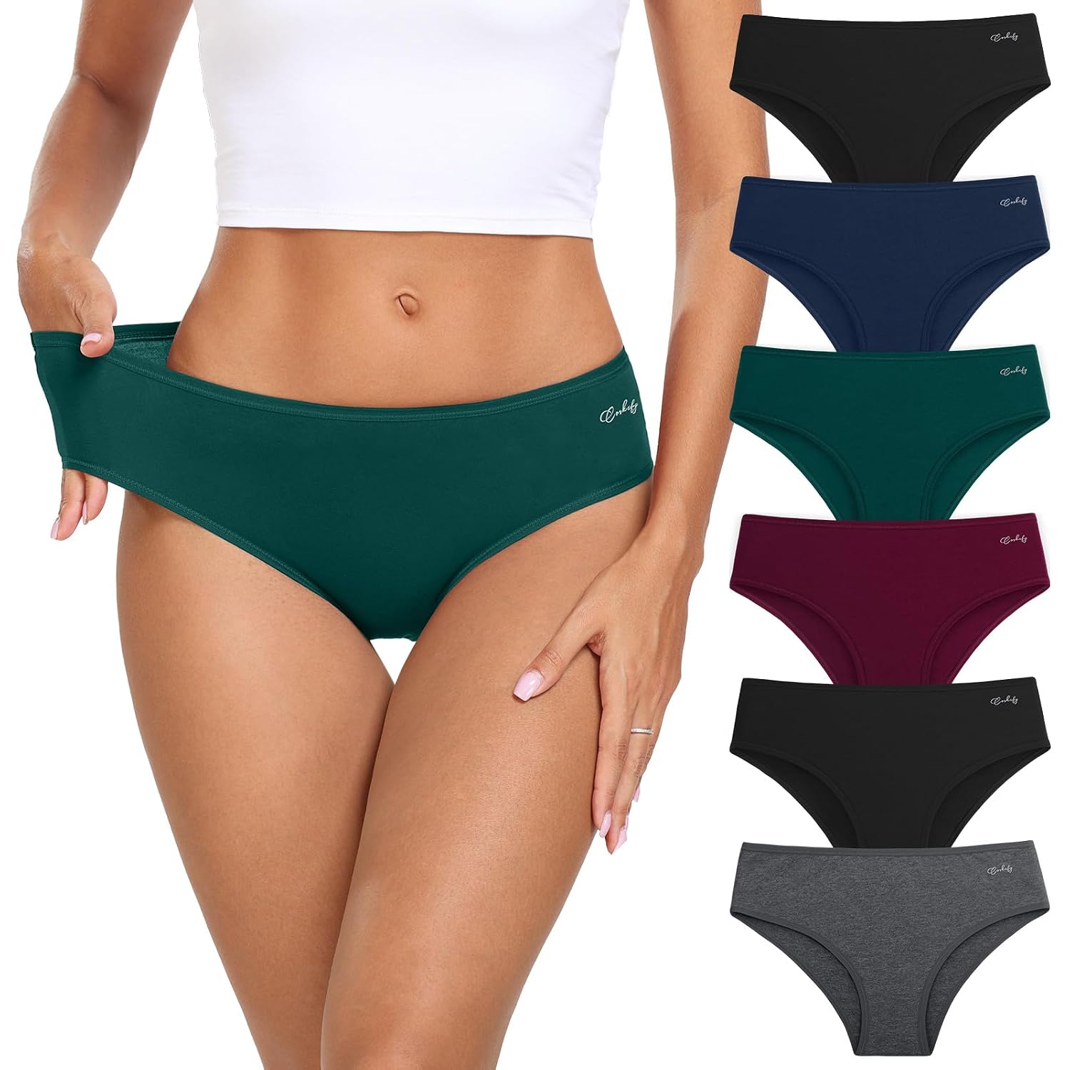 Coskefy Women's Cotton Hipster Panties 6-Pack