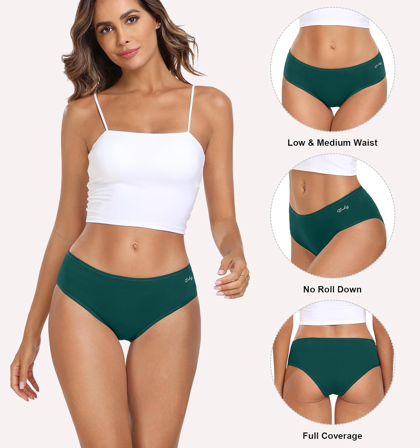 Coskefy Women's Cotton Hipster Panties 6-Pack — image 3