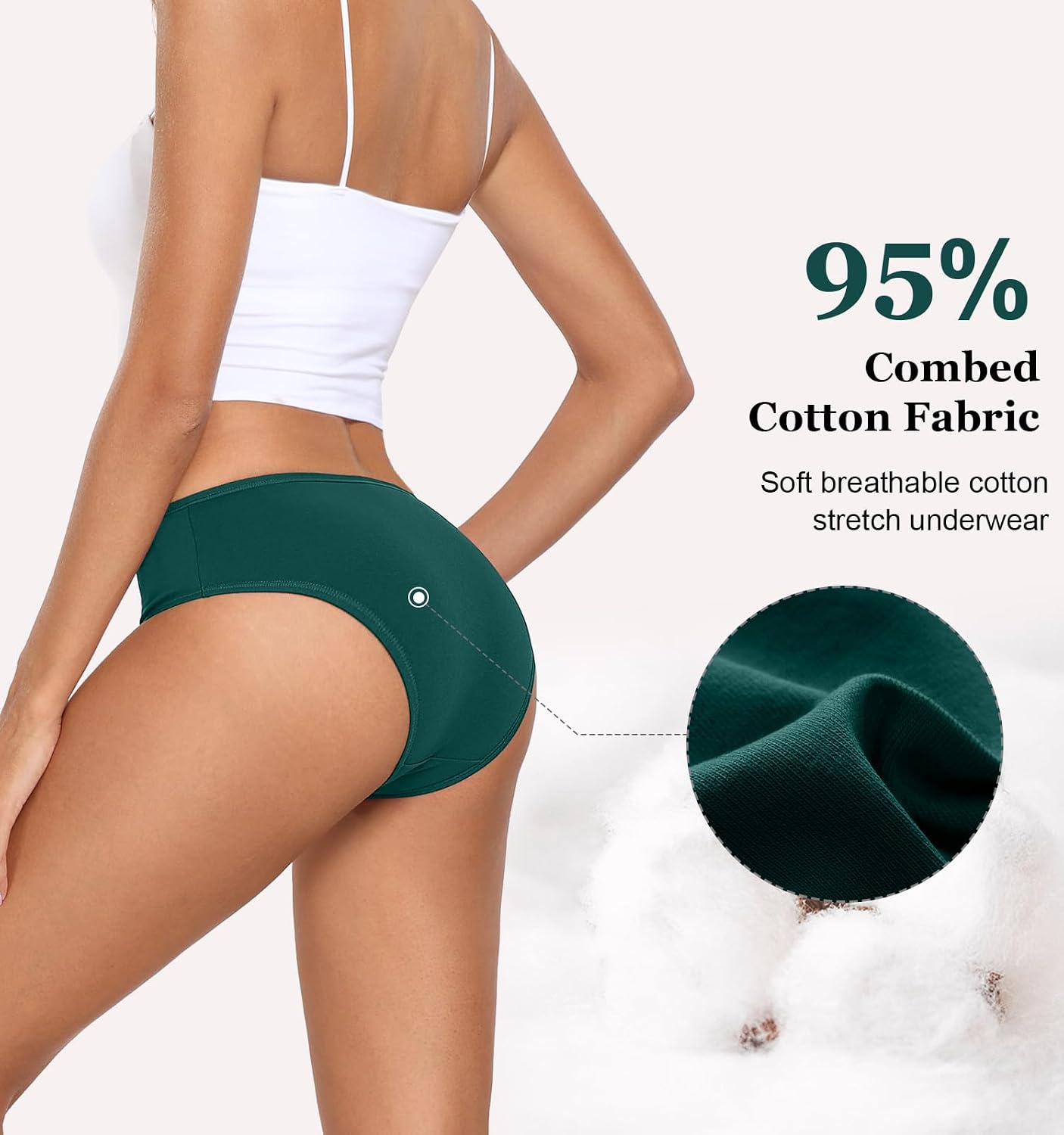 Coskefy Women's Cotton Hipster Panties 6-Pack — image 4