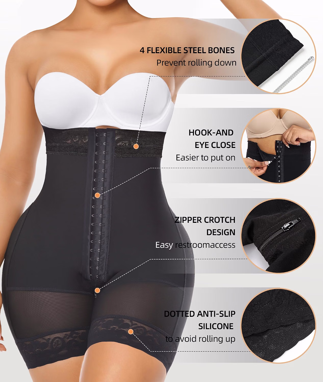 YIANNA Strapless Tummy Control Colombian Faja Body Shaper — image 4