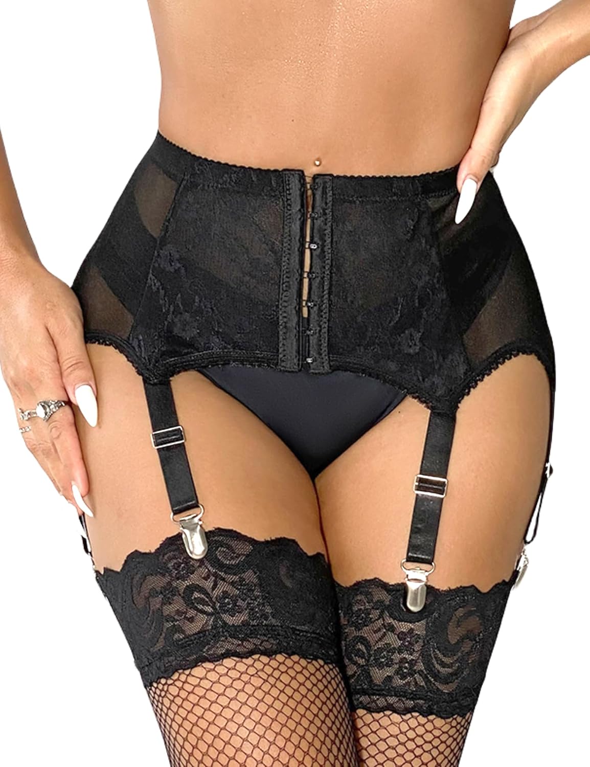 ohyeahlady Plus Size Lace Garter Belt Set