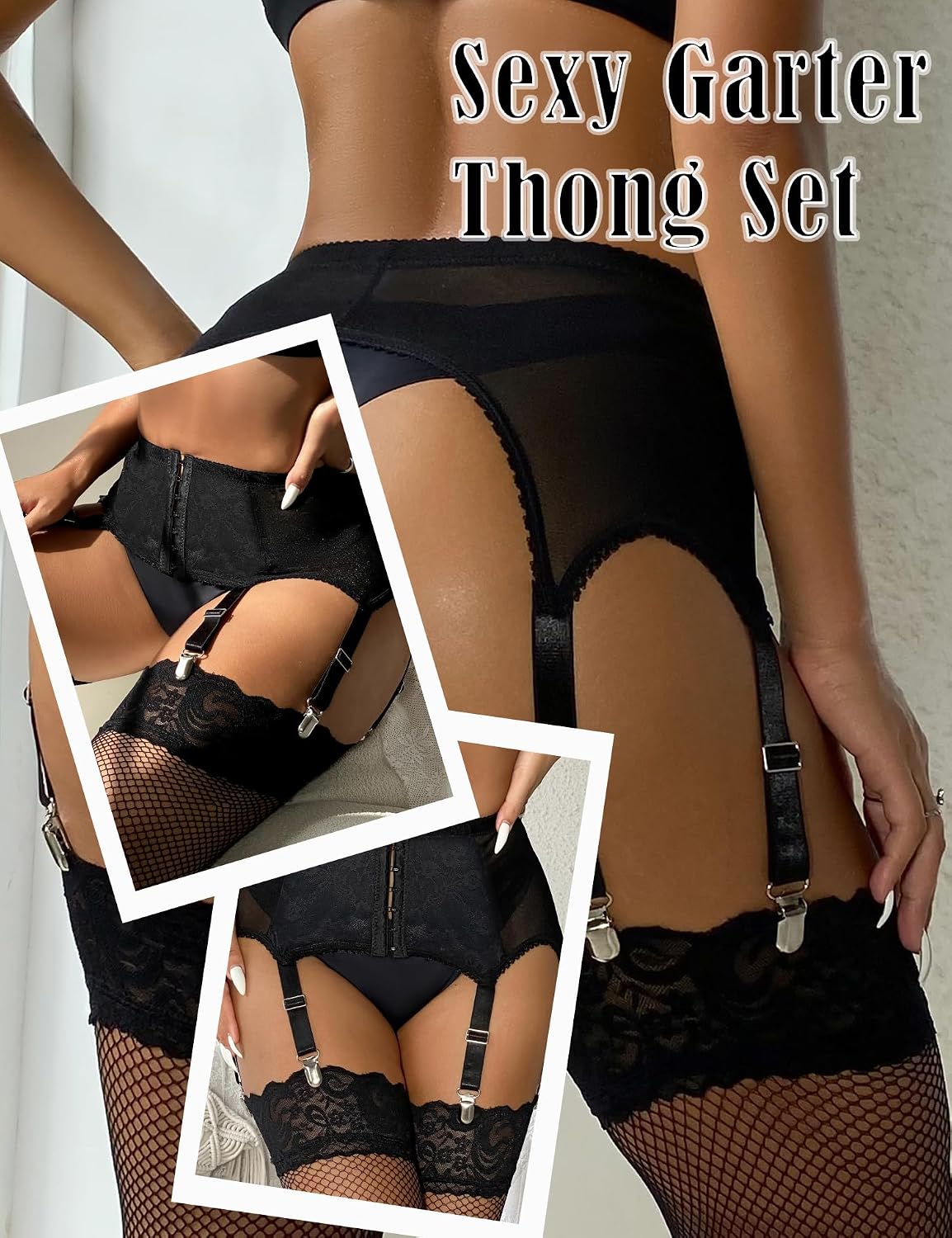 Plus Size Lace Garter Belt with 6 Straps — image 5