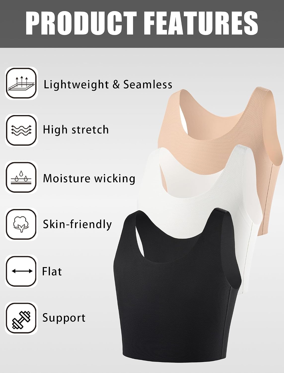 XUJI Breathable Seamless Half Chest Binder — image 3