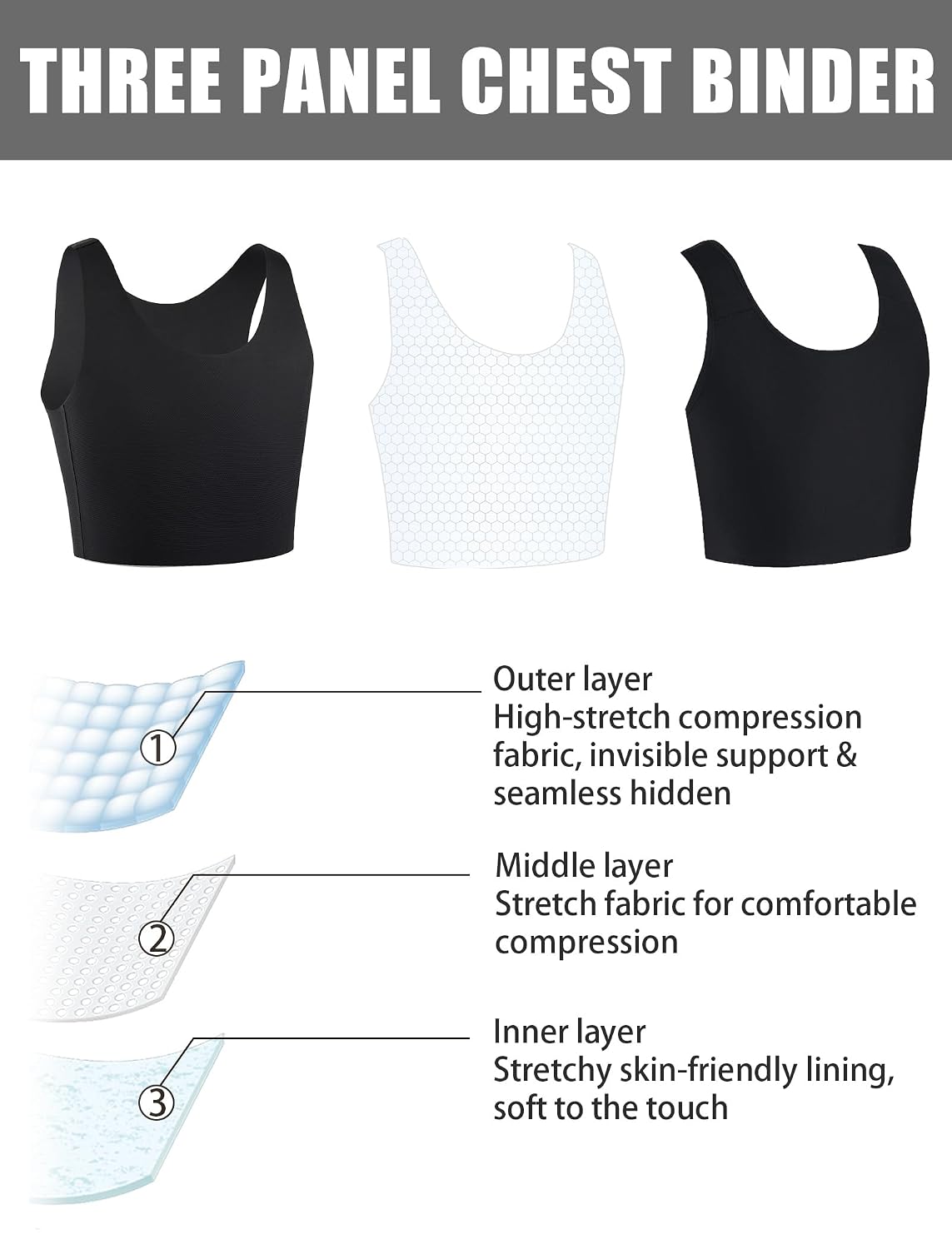 XUJI Breathable Seamless Half Chest Binder — image 4