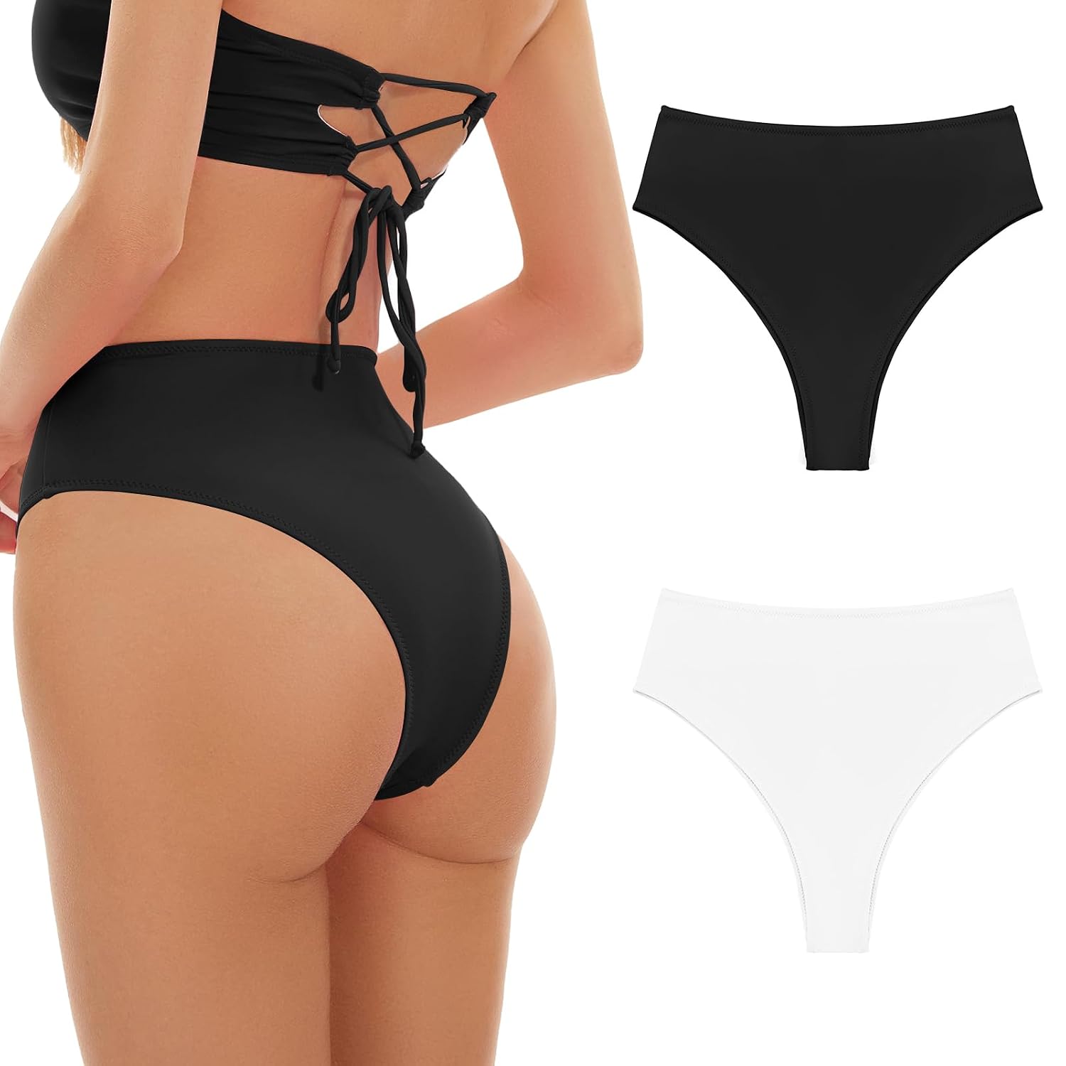Kepblom Women's High Waisted Cheeky Bikini Bottom — image 8