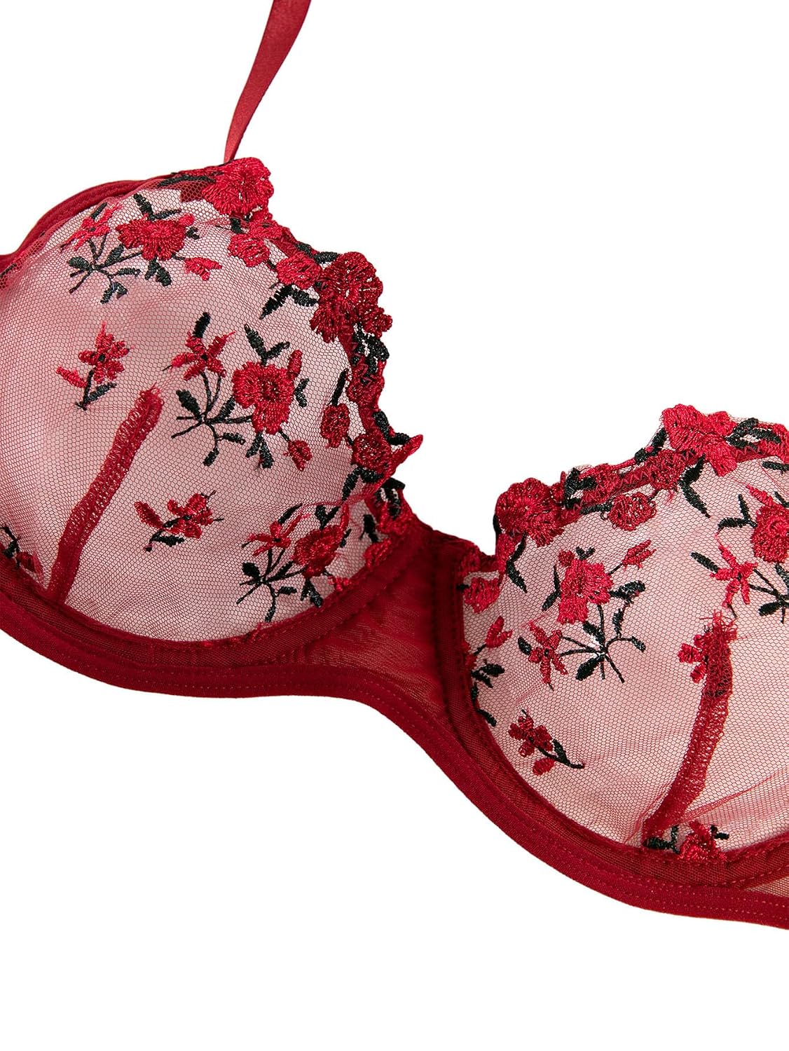 Lilosy Floral Embroidery Push Up Lingerie Set — image 4