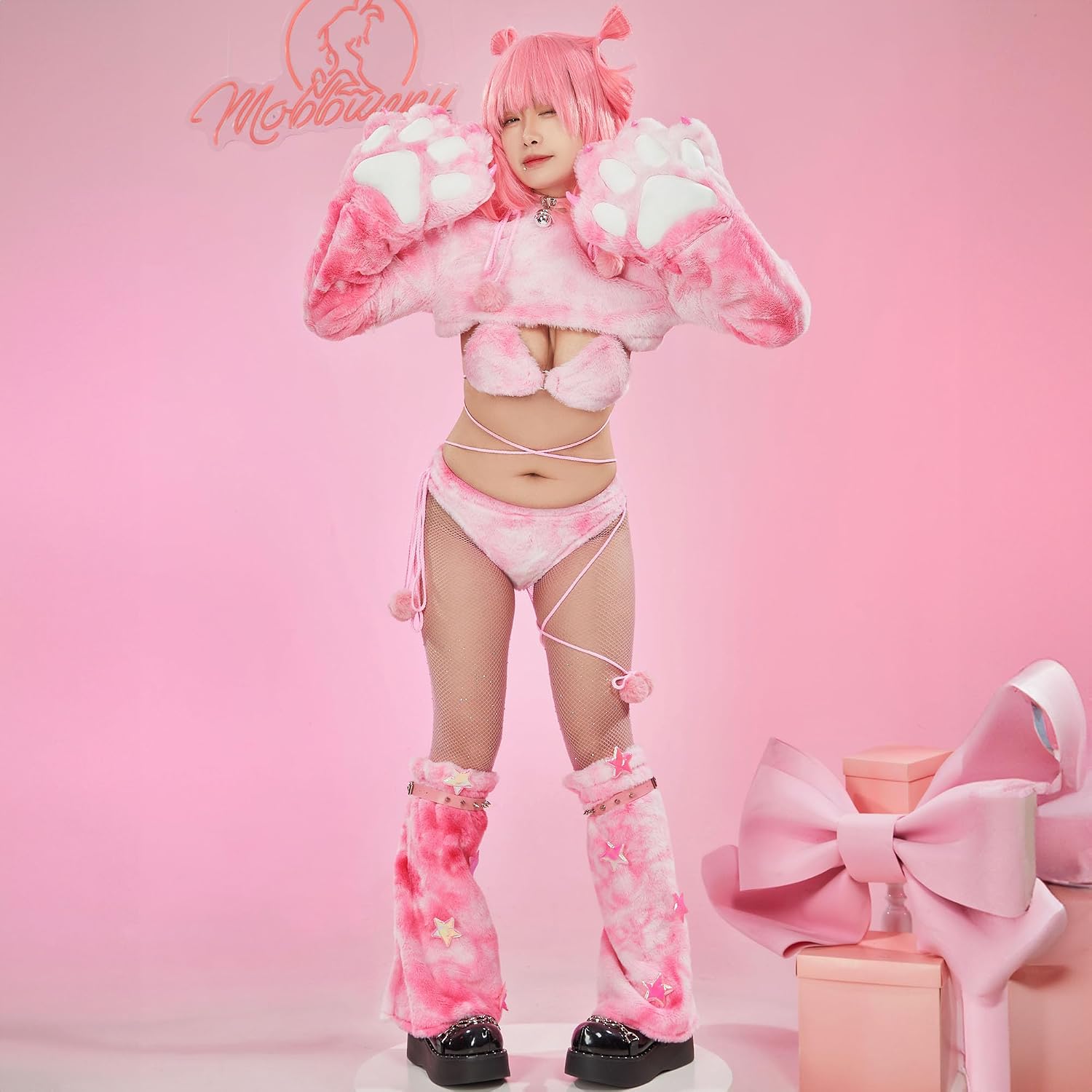 Mobbunny Pink Furry Cat Pajama Set — image 2