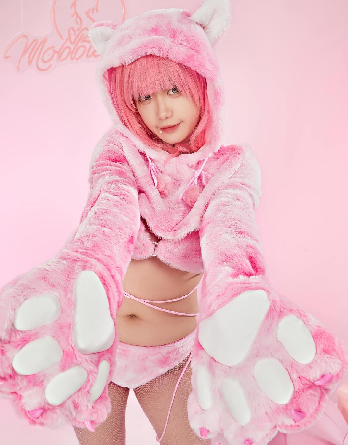 Mobbunny Pink Furry Cat Pajama Set — image 3