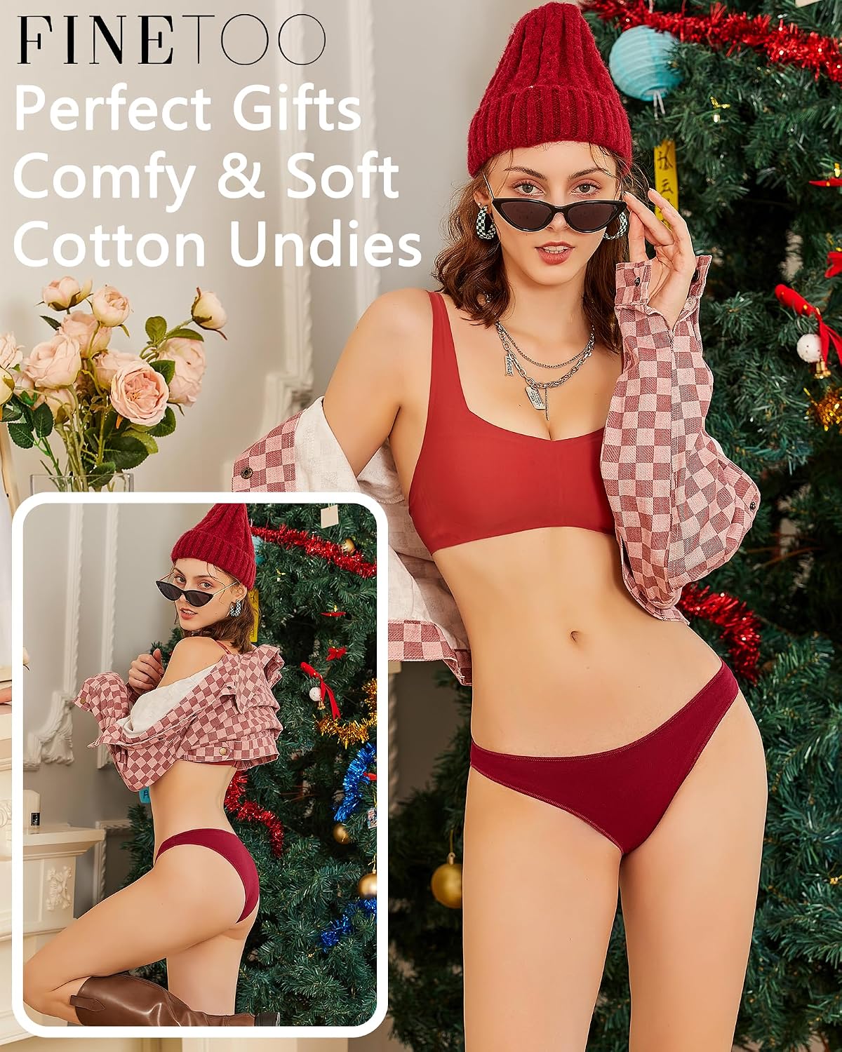 FINETOO Women's Cotton Cheeky Bikini Panties 6-Pack — image 8