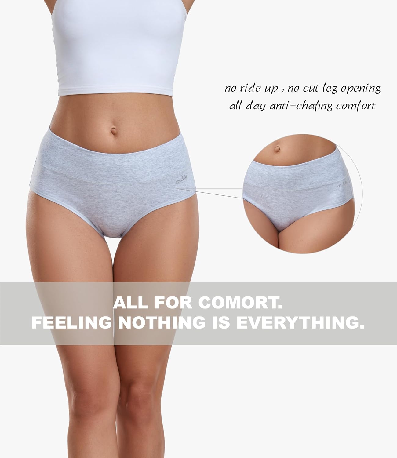 Coskefy Women's High Waisted Cotton Briefs 5 Pack — image 5