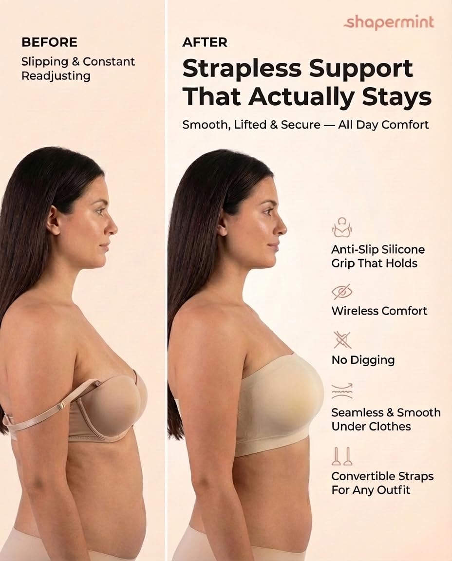 SHAPERMINT Strapless Wireless Bandeau Bra — image 5