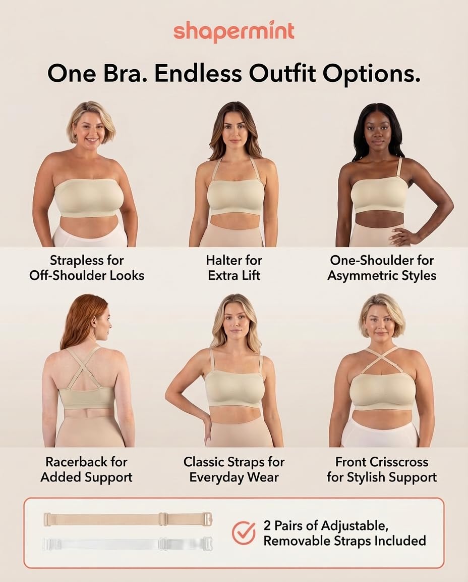 SHAPERMINT Strapless Wireless Bandeau Bra — image 7