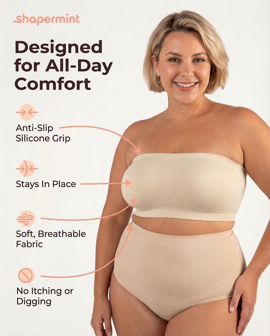SHAPERMINT Strapless Wireless Bandeau Bra — image 8
