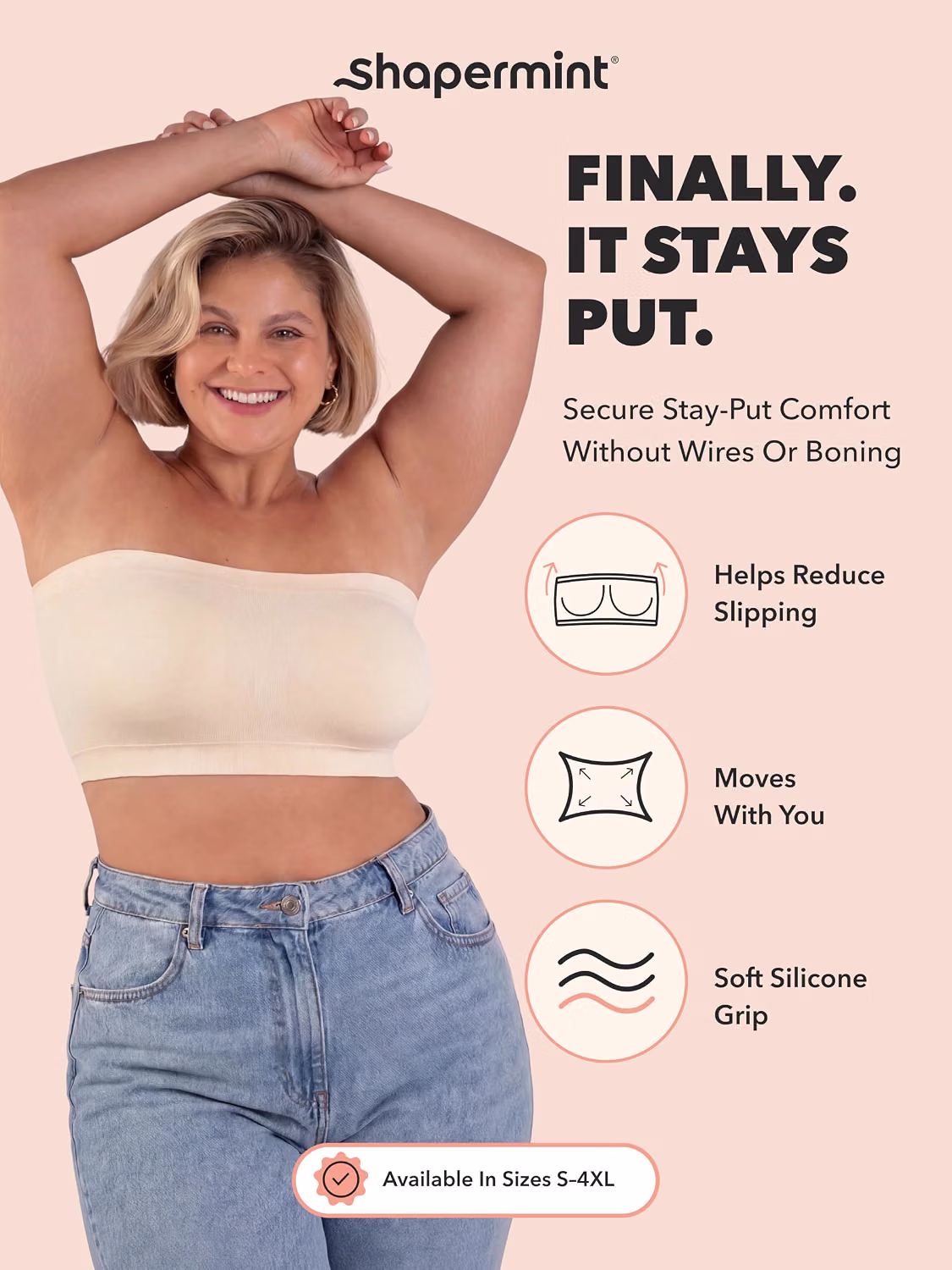 SHAPERMINT Strapless Wireless Bandeau Bra — image 2