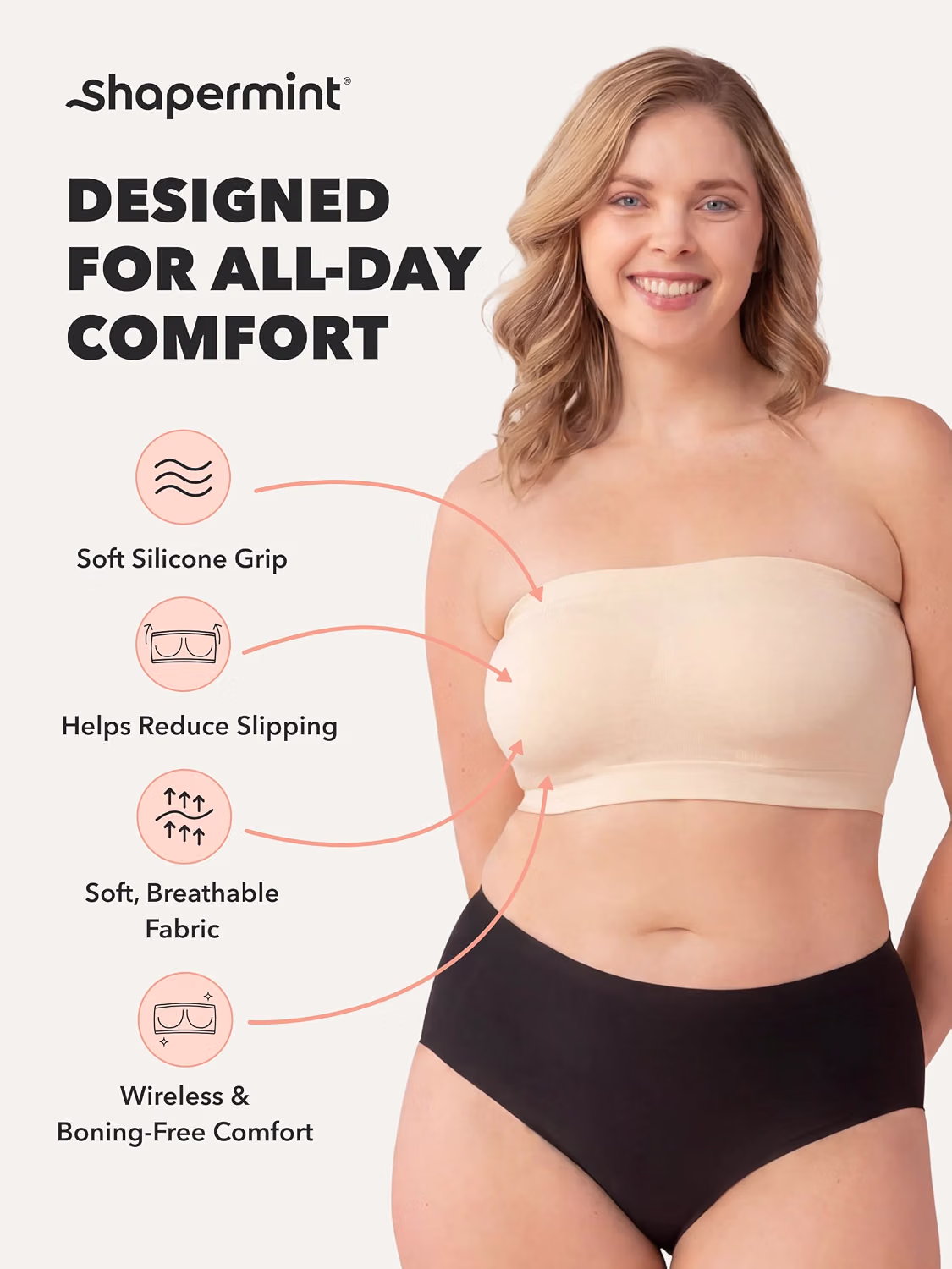 SHAPERMINT Strapless Wireless Bandeau Bra — image 6