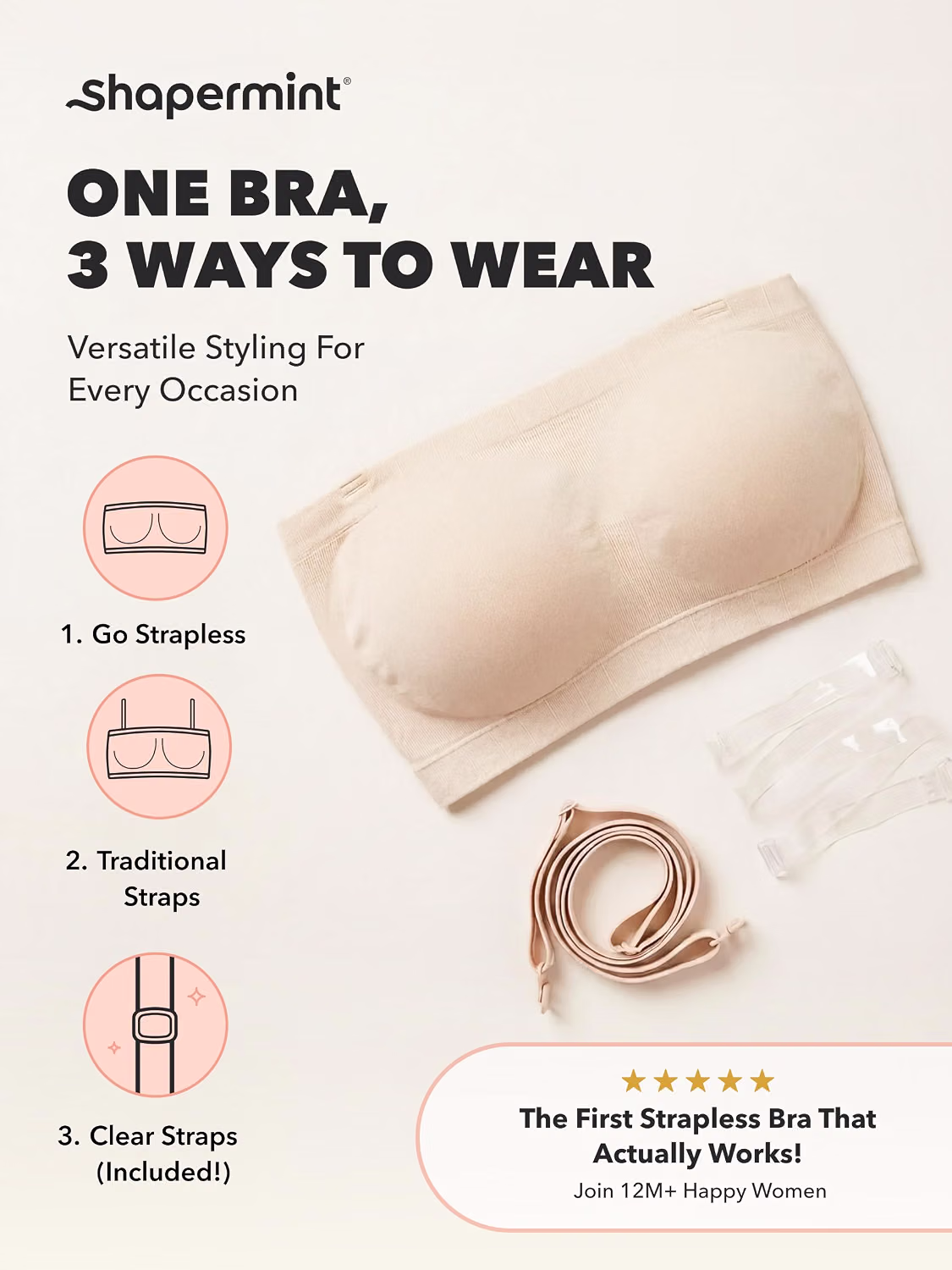 SHAPERMINT Strapless Wireless Bandeau Bra — image 8