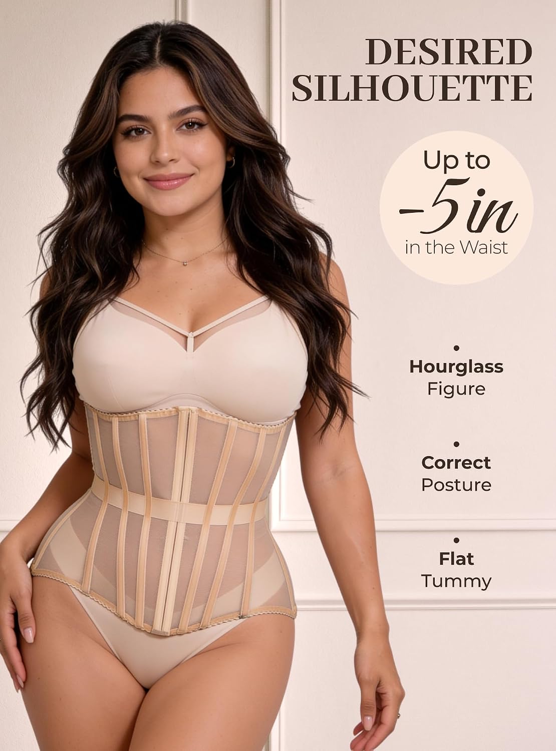 WS Waist Secrets Mesh Lace Up Corset Waist Trainer — image 2