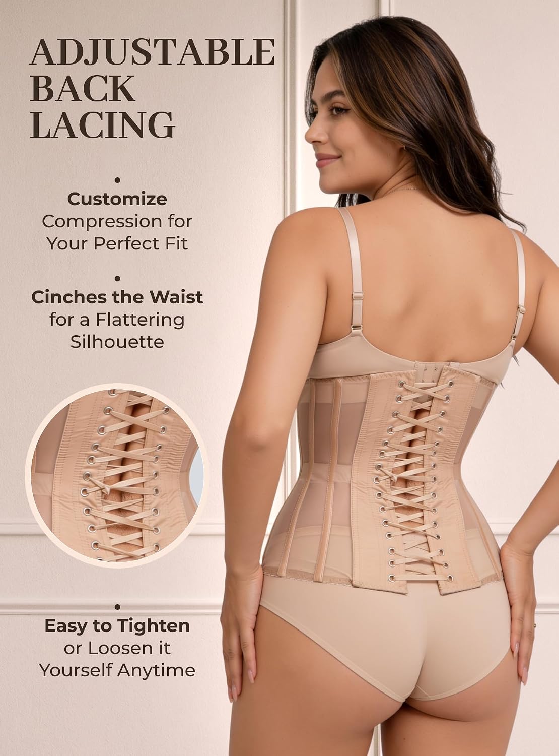 WS Waist Secrets Mesh Lace Up Corset Waist Trainer — image 3