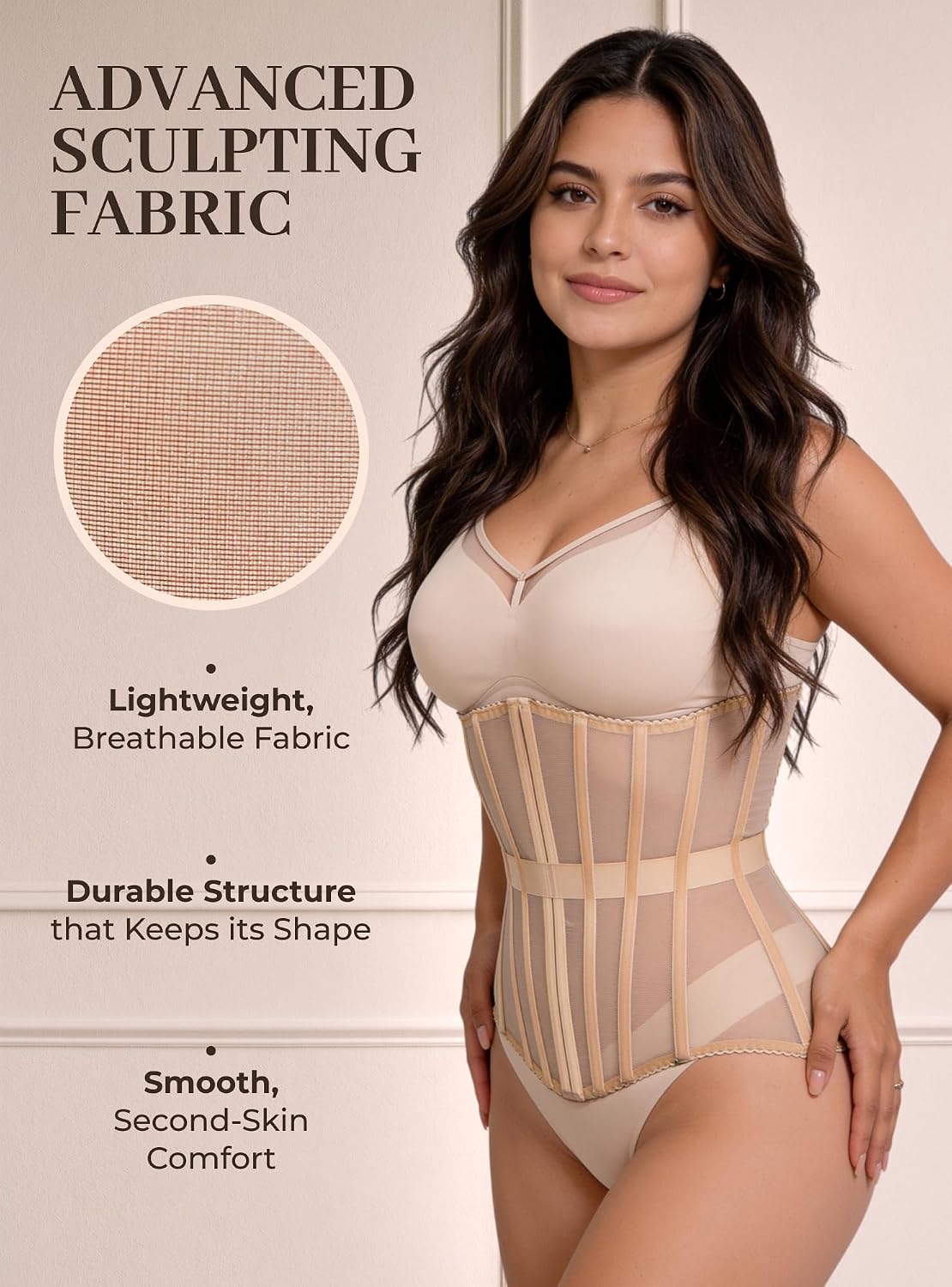 WS Waist Secrets Mesh Lace Up Corset Waist Trainer — image 4
