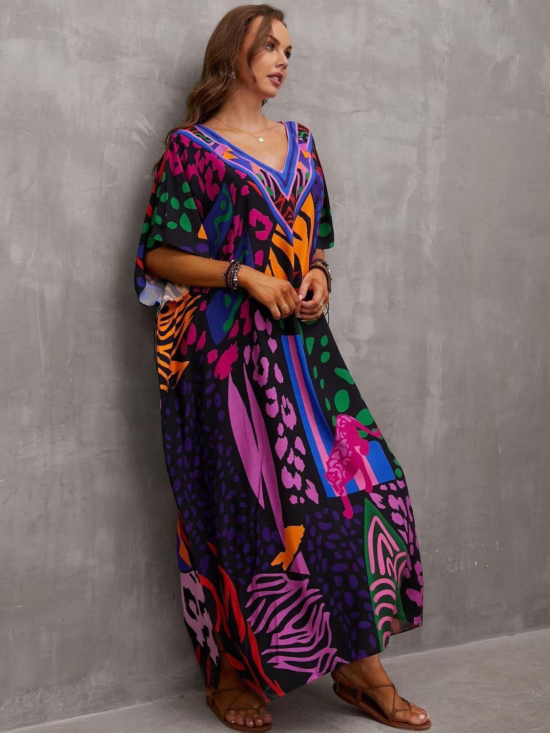 IMAGEKOPE Plus Size Kaftan Maxi Beach Dress — image 7