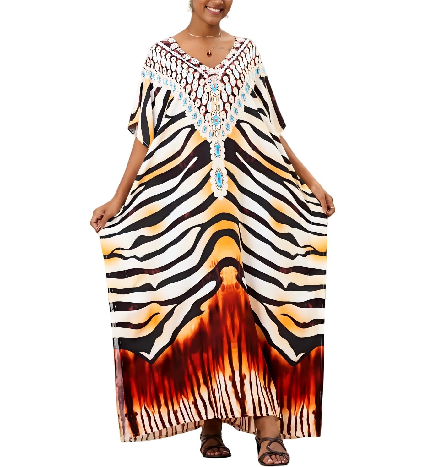 IMAGEKOPE Plus Size Kaftan Maxi Beach Dress — image 8