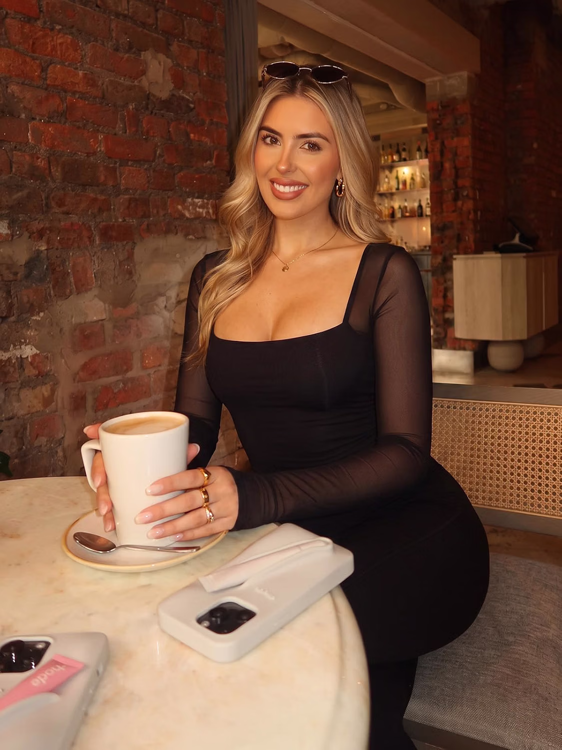 PINKMSTYLE Square Neck Mesh Long Sleeve Bodysuit — image 5