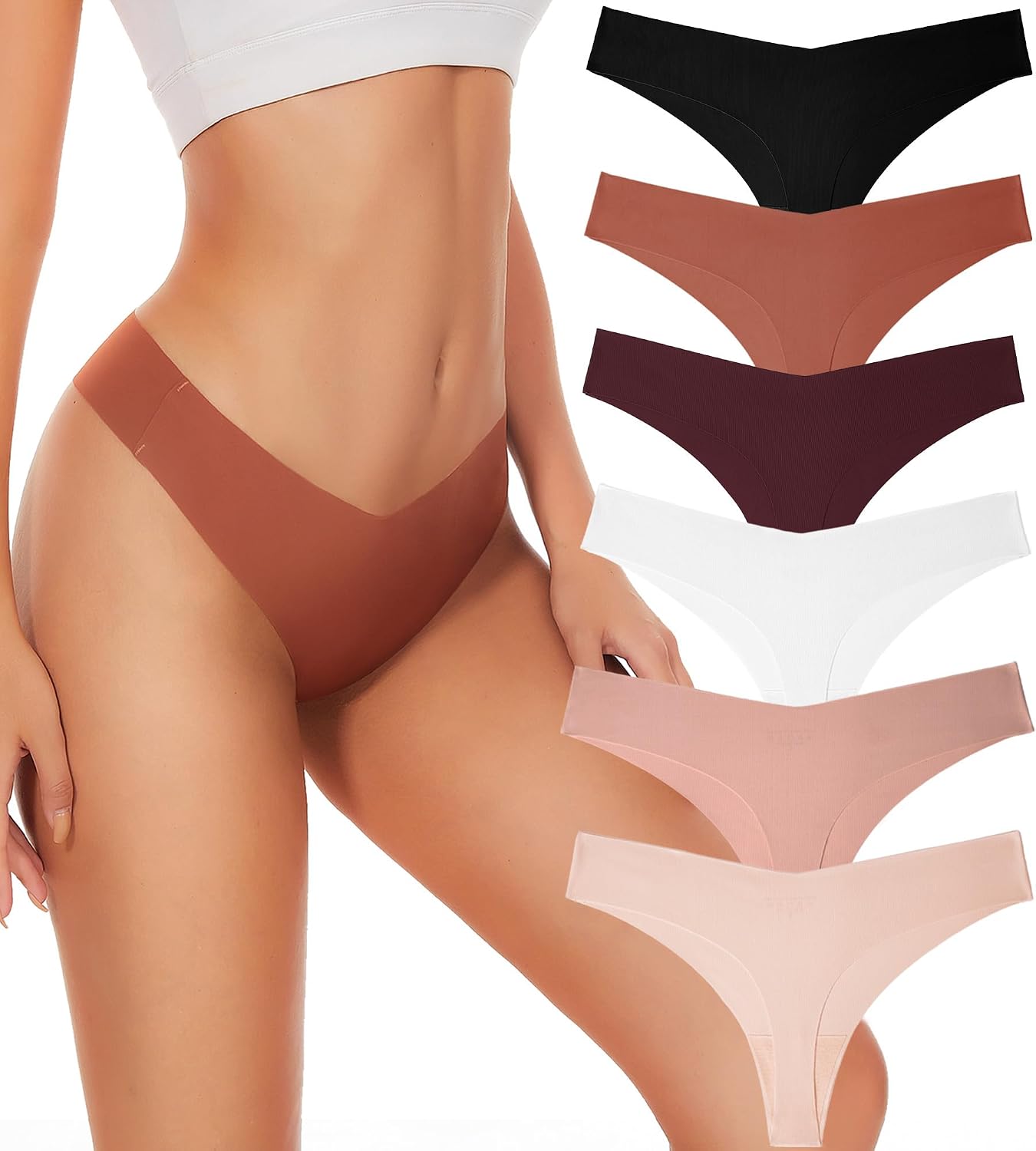 Hellopopgo Seamless V-Waist Thong 6-Pack