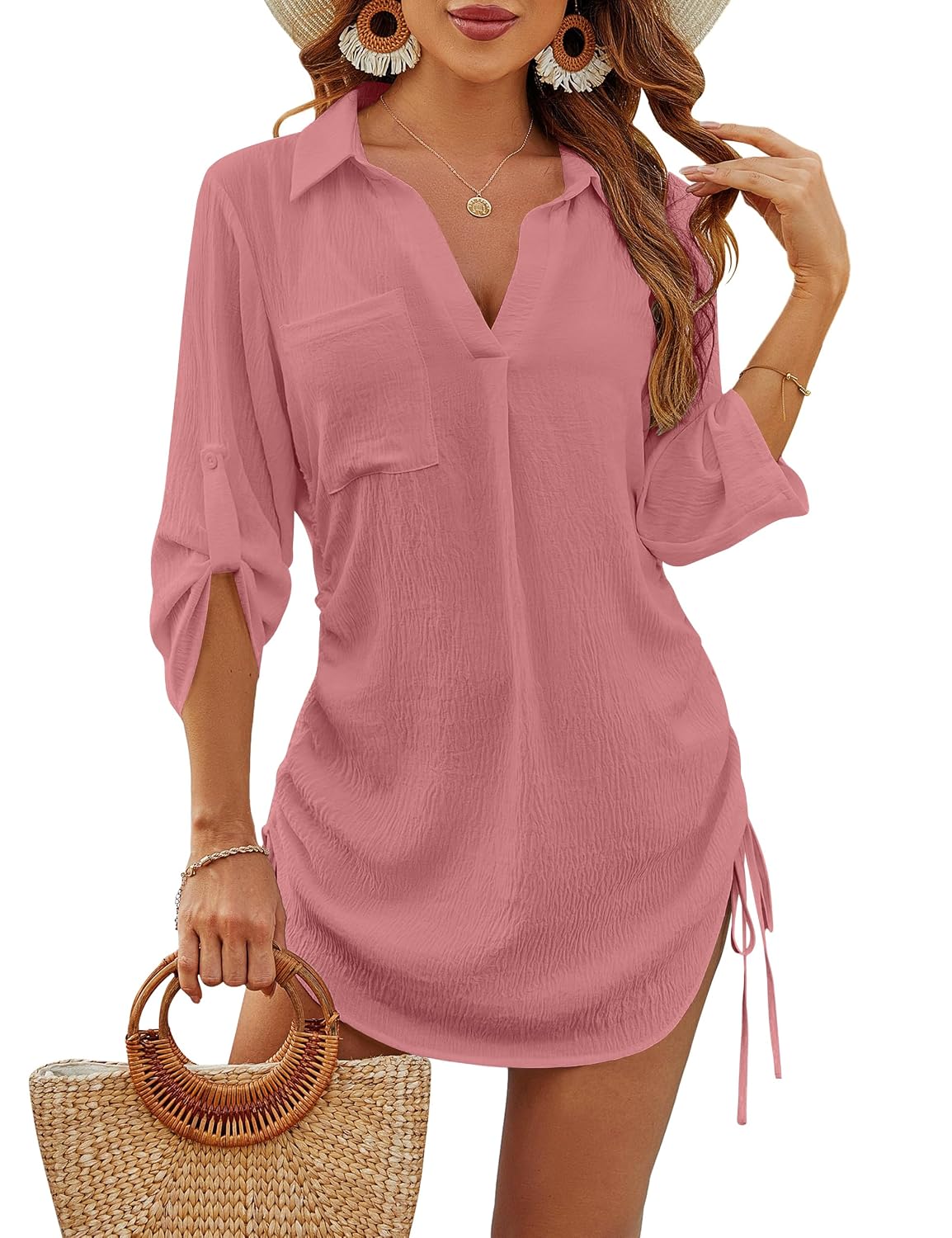 Blooming Jelly Drawstring Beach Cover Up Dress — image 6