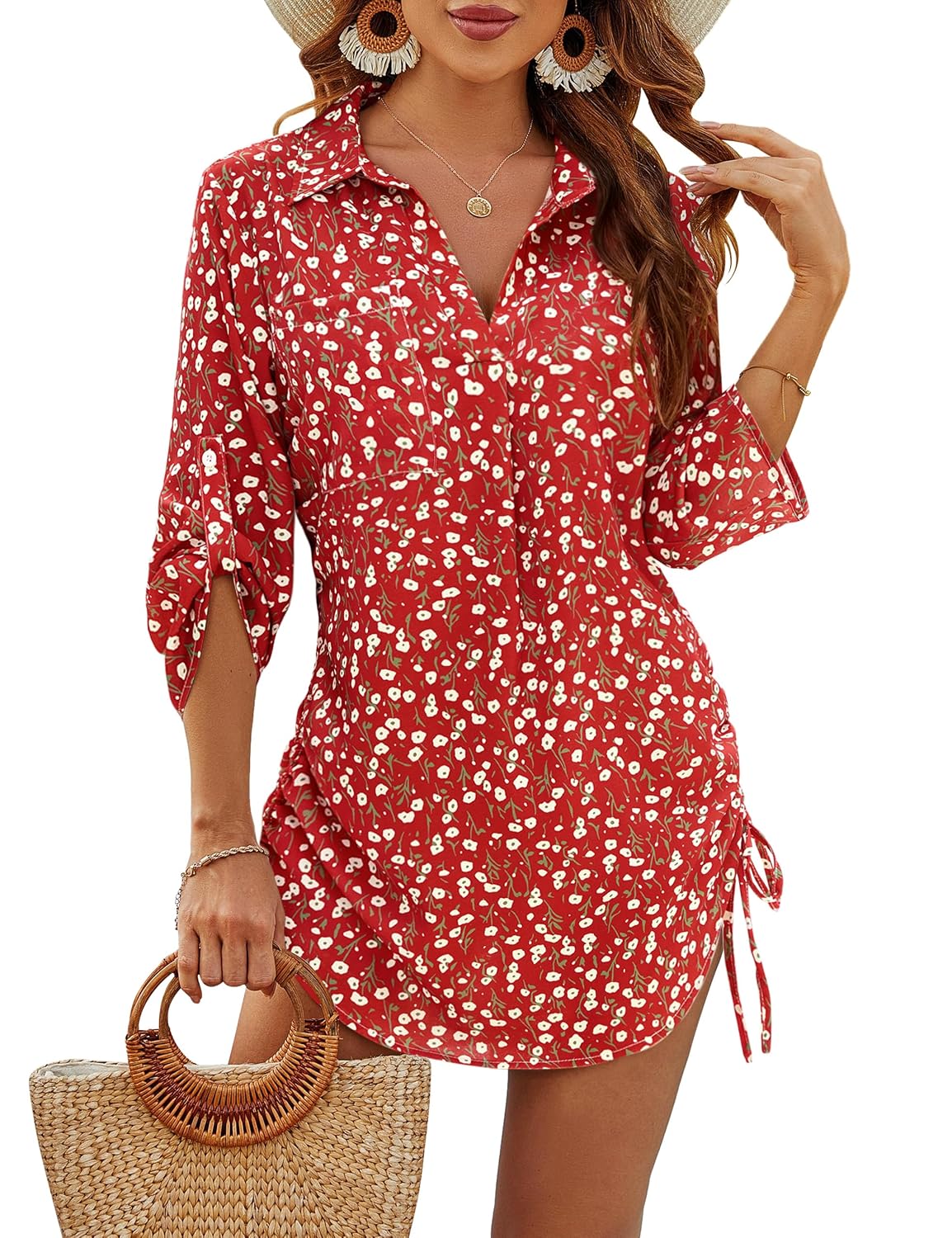 Blooming Jelly Drawstring Beach Cover Up Dress — image 7