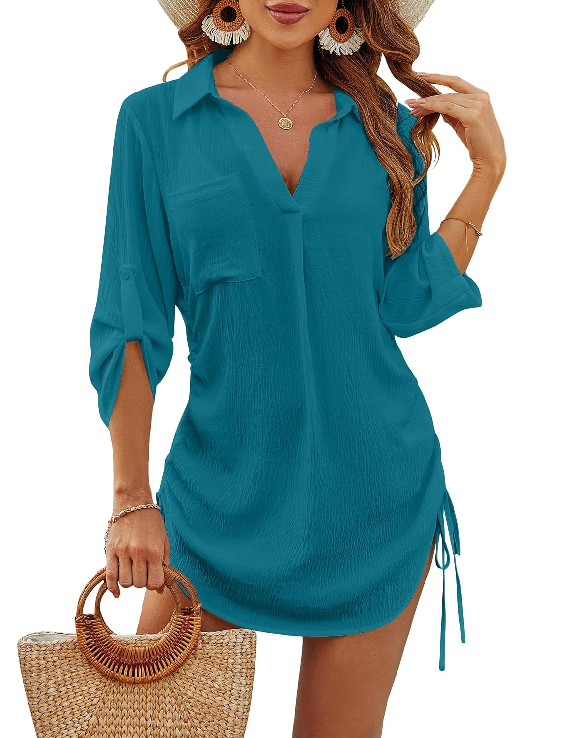 Blooming Jelly Drawstring Beach Cover Up Dress — image 10