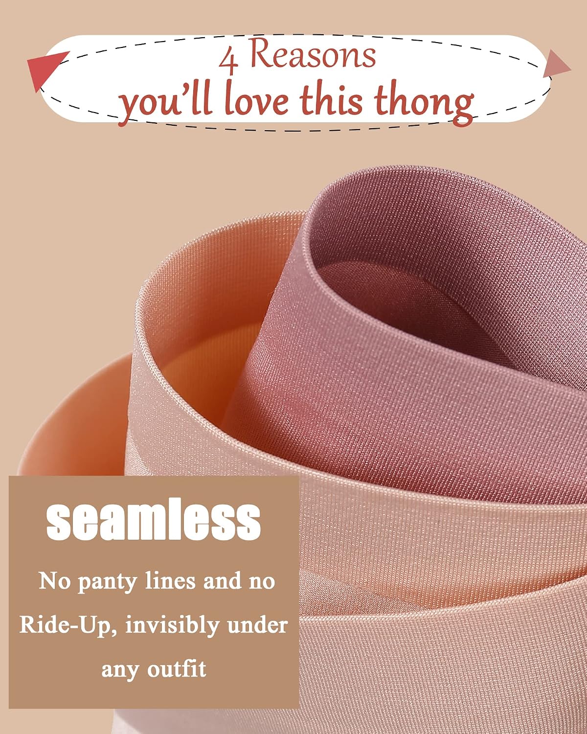 FINETOO 6-Pack Seamless No Show Thongs — image 4