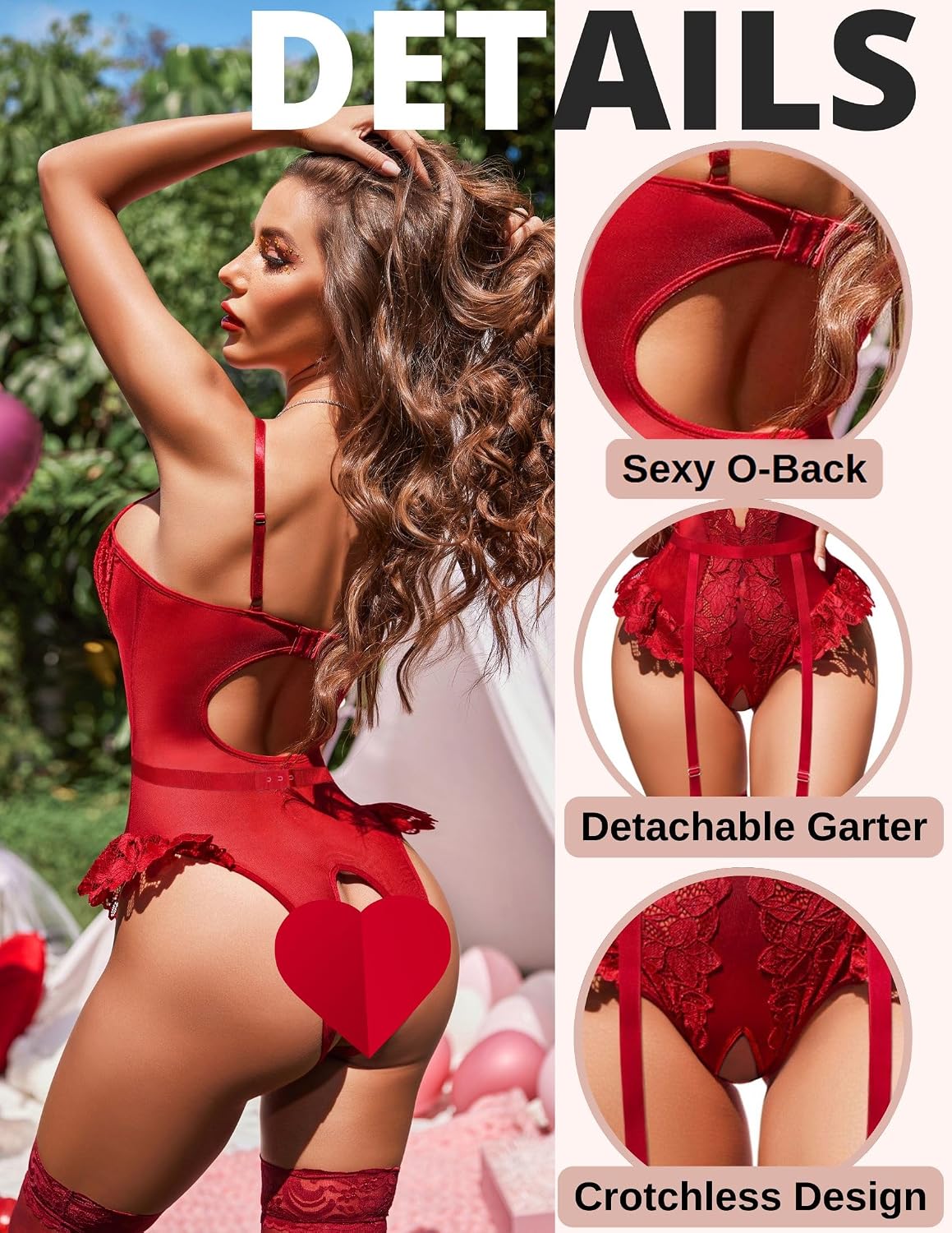 Avidlove Wireless Mesh Lace Teddy with Garter — image 3