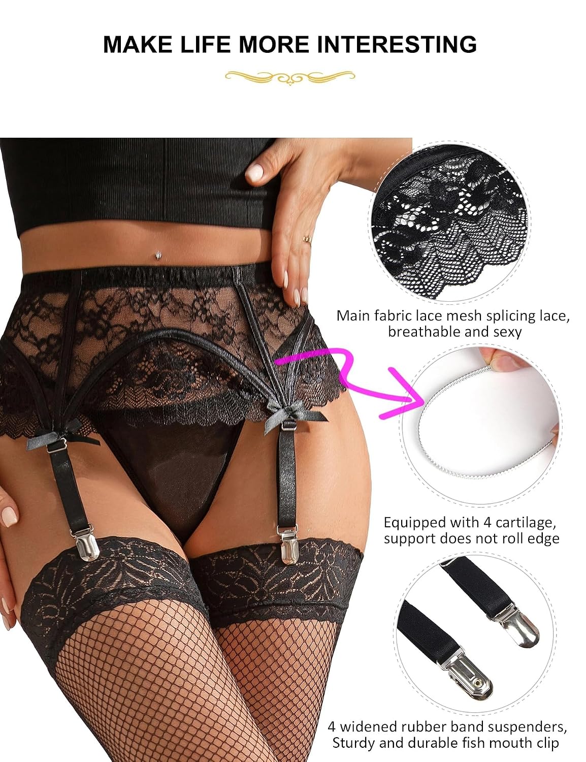 ohyeah Women's Lace Garter Belt 4-Strap — image 2