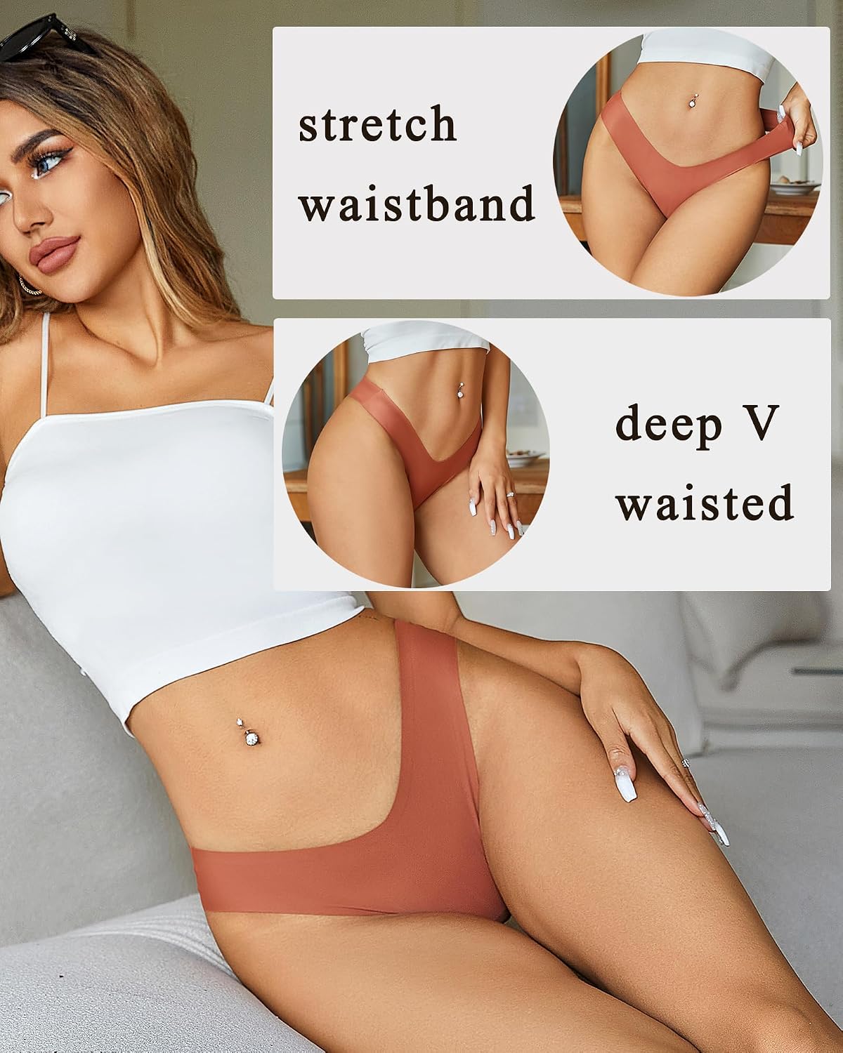 FINETOO Seamless Thongs 6-Pack for Women — image 3