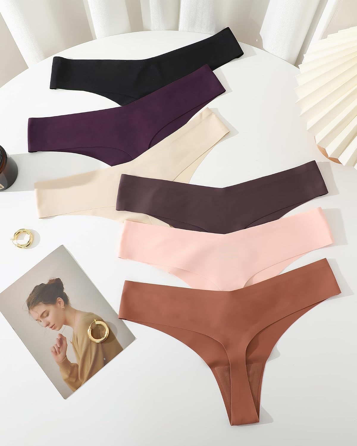 FINETOO Seamless Thongs 6-Pack for Women — image 6